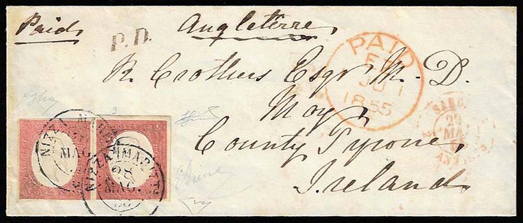1855 - 40 cent. rosso mattone (9), ... 