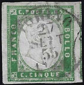 1855 - 5 cent. verde pisello ... 