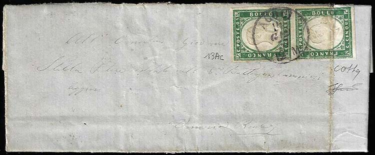 1857 - 5 cent. verde scuro (13Ac), ... 