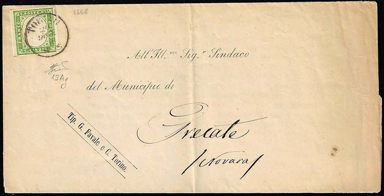 1858 - 5 cent. verde giallo ... 