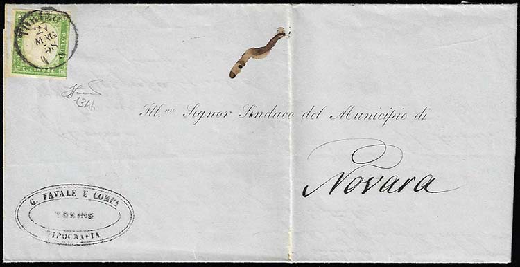 1858 - 5 cent. verde giallo, ... 