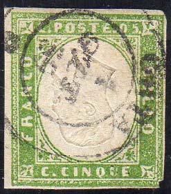 1859 - 5 cent. verde giallo, ... 