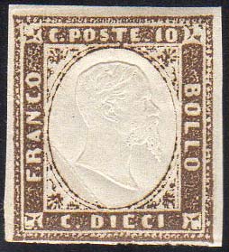 1858 - 10 cent. terra dombra ... 