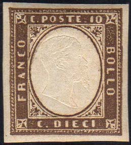 1858 - 10 cent. terra dombra ... 