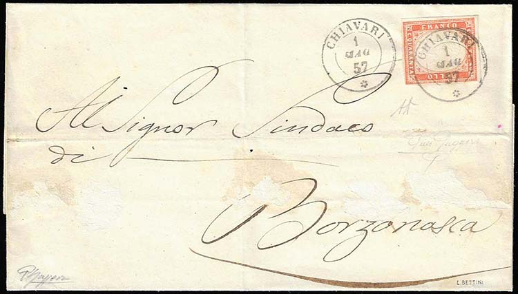 1857 - 40 cent. vermiglio rosa ... 