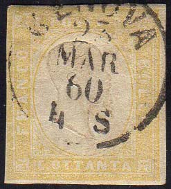 1859 - 80 cent. giallo ocra ... 
