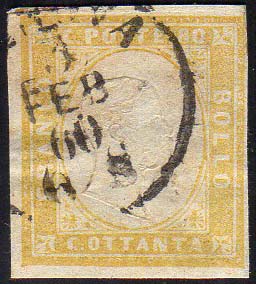 1859 - 80 cent. giallo olivastro ... 