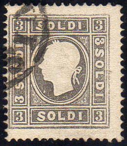 1859 - 3 soldi nero grigio, II ... 