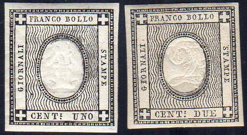 1861 - 1 e 2 cent. grigio nero per ... 