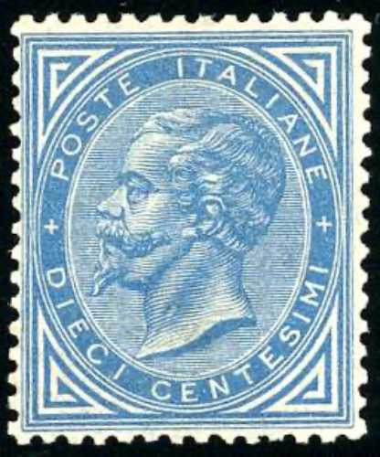1877 - 10 cent. azzurro (27), ben ... 