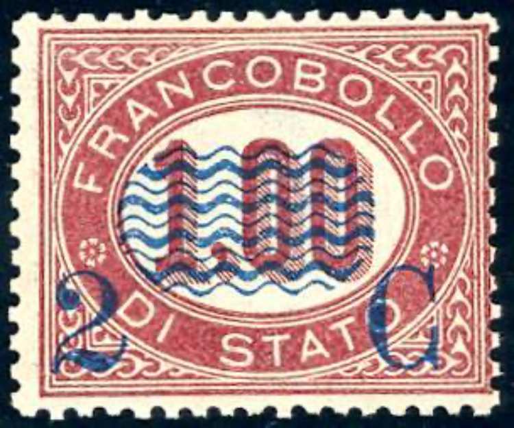 1878 - 2 cent. su 1 lira Servizio ... 