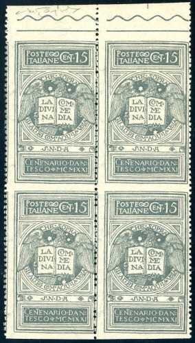 1921 - 15 cent. grigio Dante, non ... 