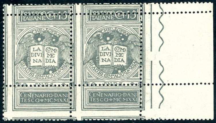 1921 - 15 cent. grigio Dante, non ... 