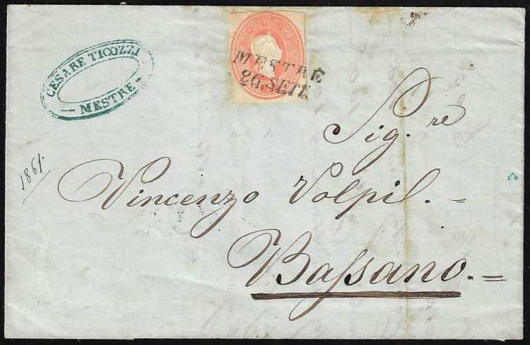 1861 - 5 soldi rosso, ritaglio di ... 