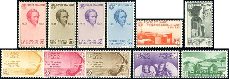 1935 - Bellini (388/393+A), gomma ... 