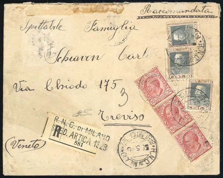 1923 - 10 cent. Leoni, striscia di ... 