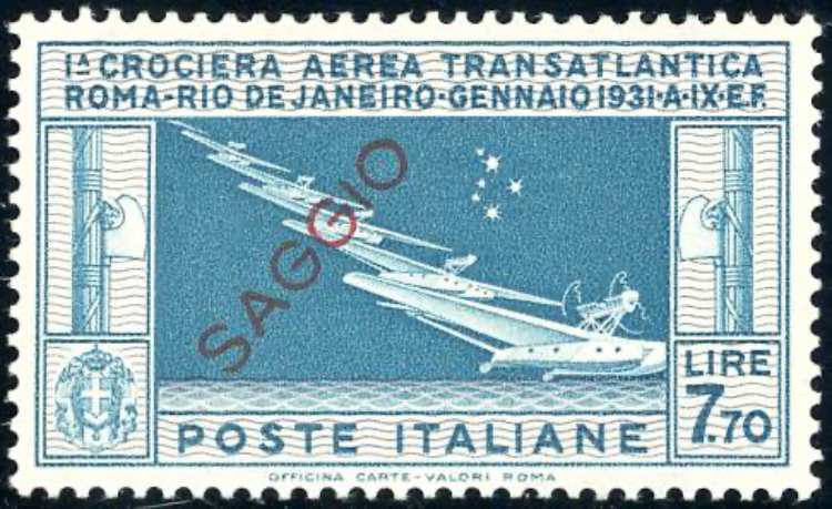 1930 - 7,70 lire Crociera Balbo ... 