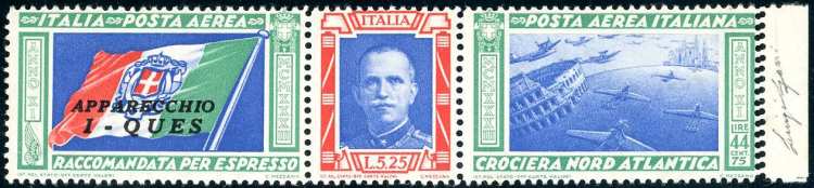 1933 - 5,25 + 44,75 lire Trittico ... 