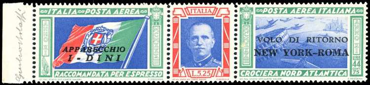 1933 - 5,25 + 44,75 lire, Trittico ... 