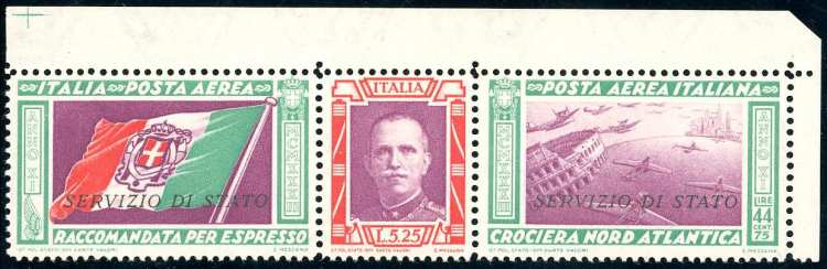 1933 - 5,25 + 44,75 lire trittico ... 