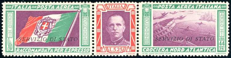 1933 - 5,25 + 44,75 lire trittico ... 