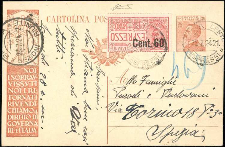 1922 - 60 cent. su 50 cent., ... 