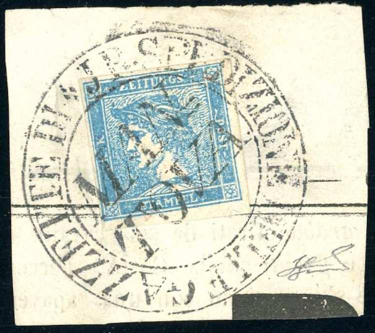 1855 - 3 cent. Mercurio azzurro, ... 