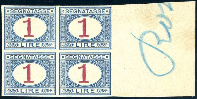 1890 - 1 lira azzurro e carminio ... 