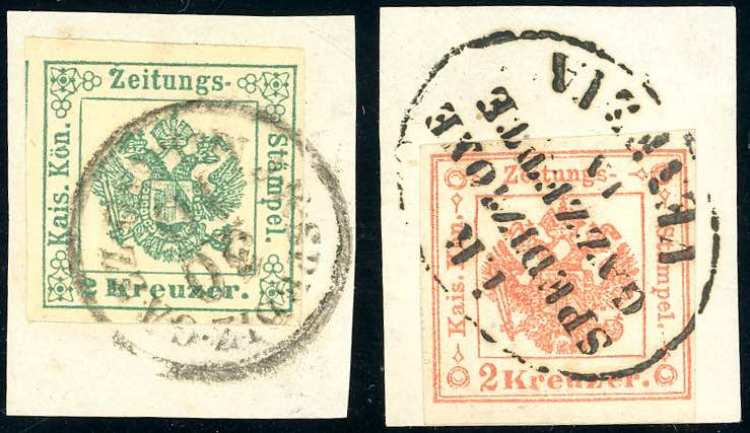 1853/58 - 2 kr. verde scuro, 2 kr. ... 