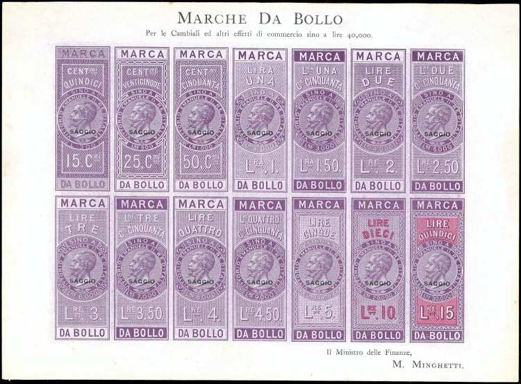 1863 - Foglietto con saggi di 14 ... 