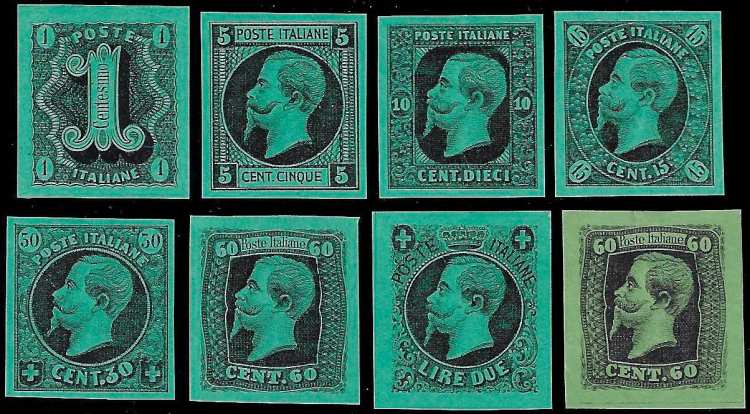 1863 - Saggi Ronchi, 8 valori ... 