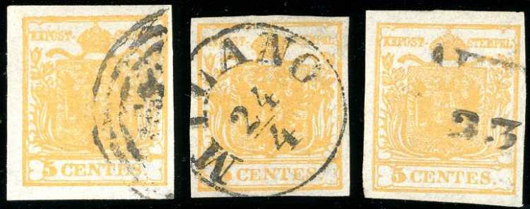1850 - 5 cent. giallo arancio ... 