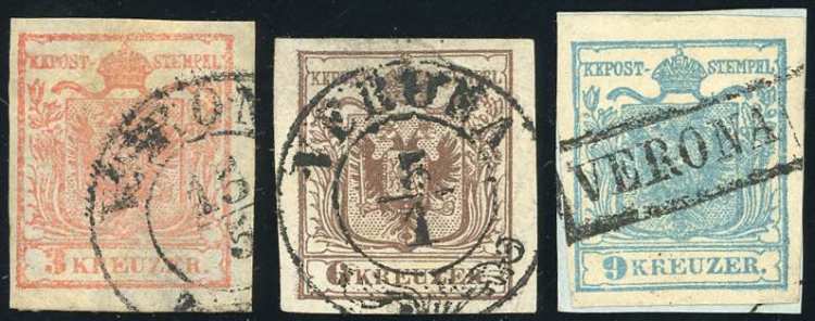 1850 - 3 kr. vermiglio, 6 kr. ... 