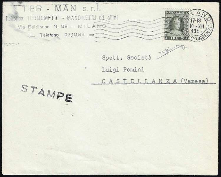 1951 - 5 lire marca da bollo, ... 