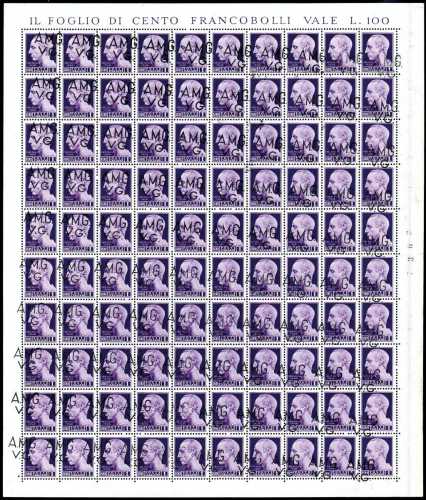 1945 - 1 lira, soprastampa obliqua ... 