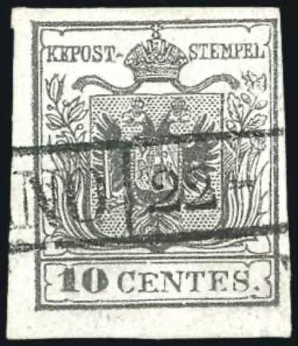 1850 - 10 cent. grigio nero, I ... 