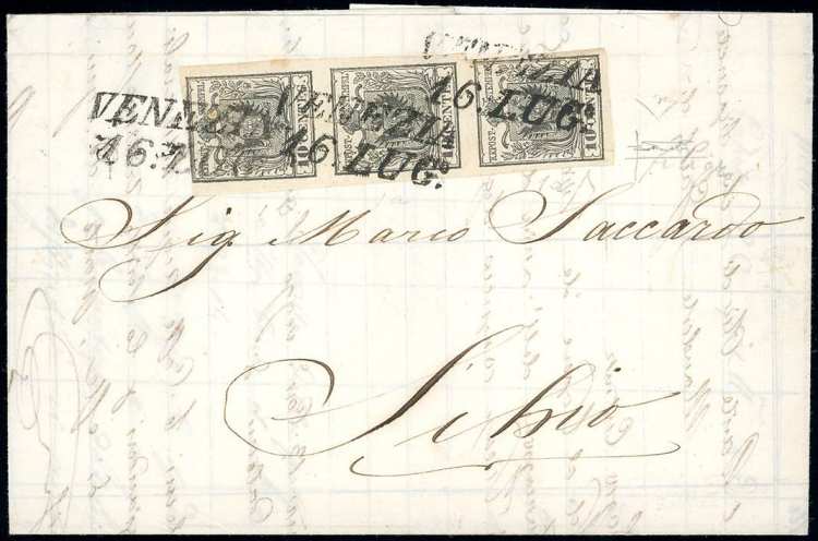 1852 - 10 cent. grigio nero, carta ... 