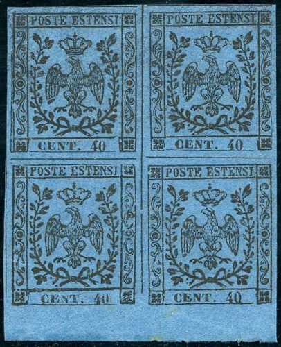 1852 - 40 cent. azzurro scuro, ... 
