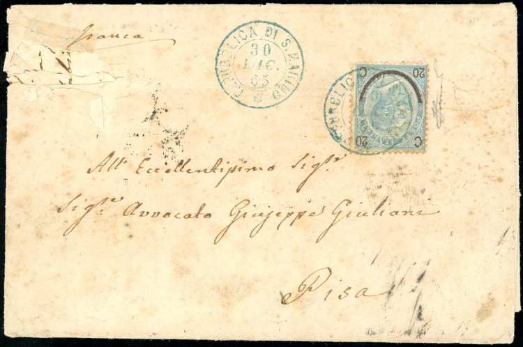 1865 - 20 cent. su 15 cent. Ferro ... 