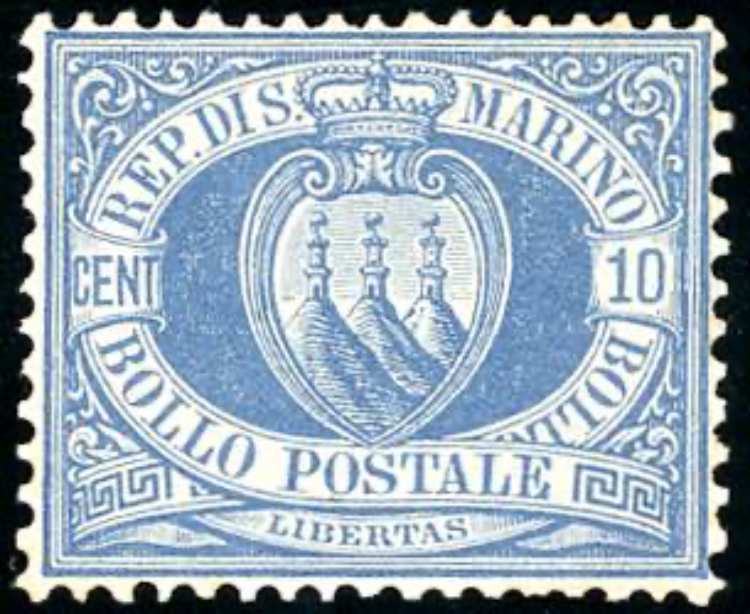 1877 - 10 cent. oltremare Stemma ... 