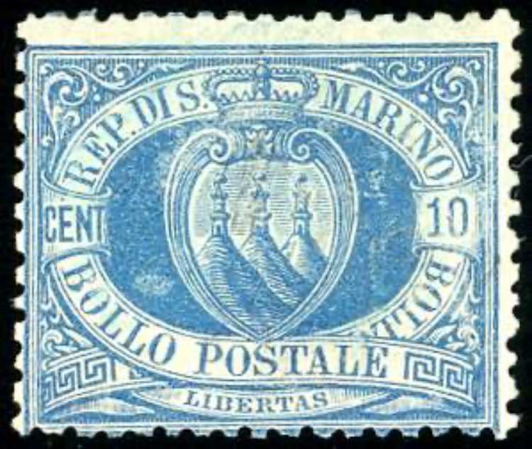 1877 - 10 cent. azzurro Stemma ... 