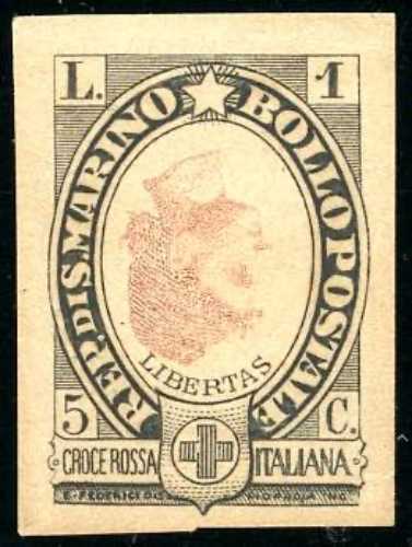 1923 - 1 lira + 5 cent. Croce ... 