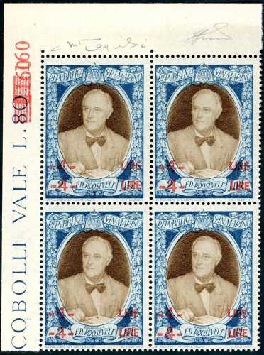 1947 - 4 lire su 2 lire Roosvelt, ... 