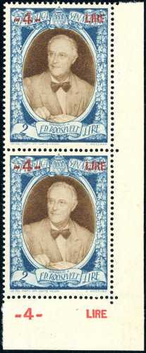 1947 - 4 lire su 2 lire Roosvelt, ... 