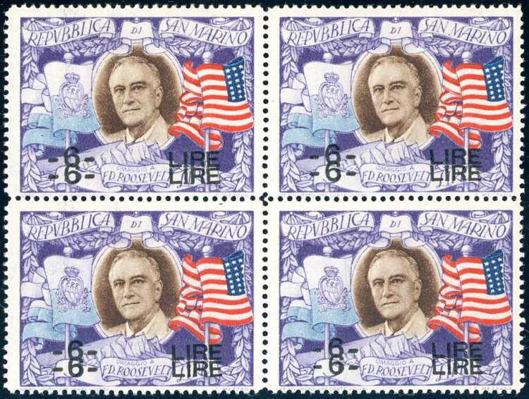 1947 - 6 lire su 5 lire Roosvelt, ... 