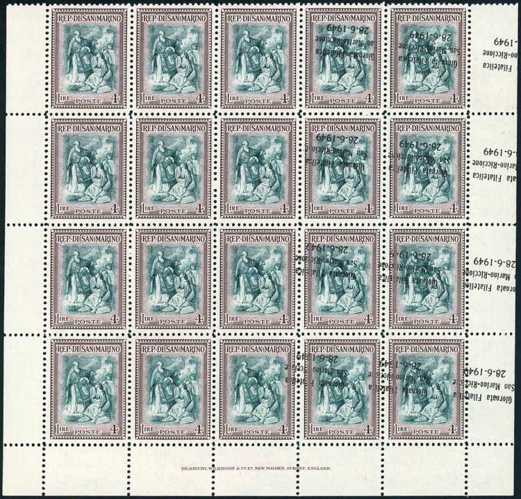 1949 - 4 lire Alberoniana, blocco ... 