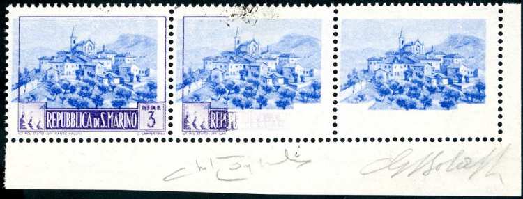 1949 - 3 lire Paesaggi, striscia ... 