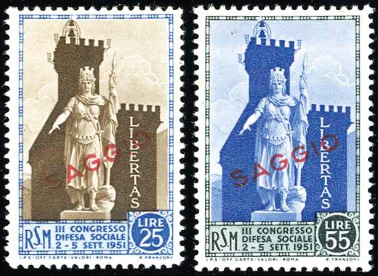 1954 - 25 lire e 55 lire Statua ... 