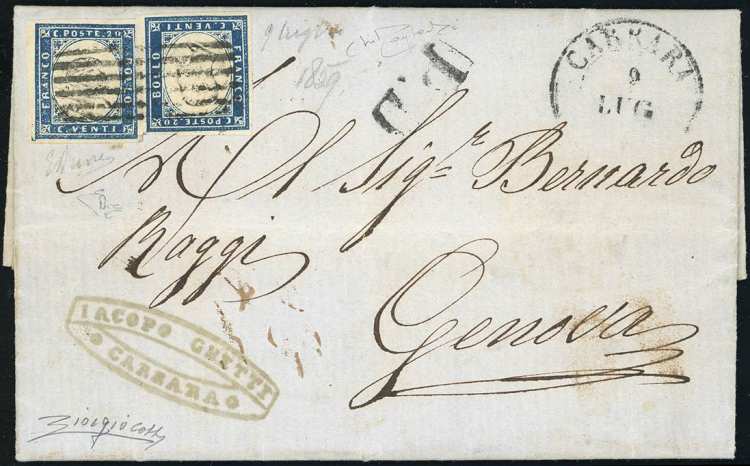 1859 - 20 cent. azzurro scuro ... 