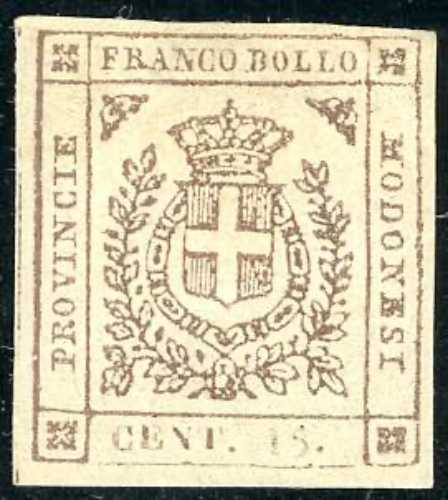 1859 - 15 cent. bruno (13), gomma ... 